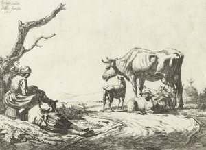 Herde och herdinna med boskap, 1653 av Adriaen van de Velde