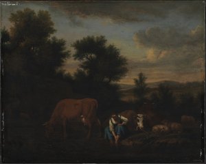 Herdinna med boskap av Adriaen van de Velde