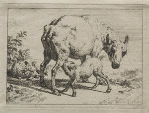 Tackan och två lamm av Adriaen van de Velde