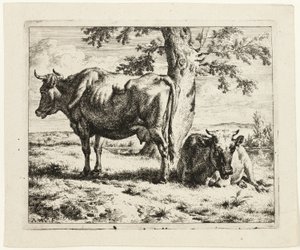 Två kor under ett träd av Adriaen van de Velde