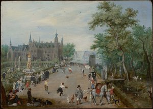 Ett bollspel inför ett lantligt slott av Adriaen van de Venne