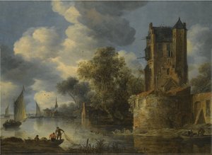 Flodlandskap med en bastion av Adriaen van der Cabel