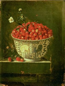 Vilda jordgubbar i en kinesisk Wanli Kraak porslinsskål, 1704