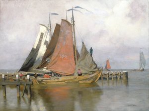 Fiskebåtar lämnar Zuyderzees hamn, 1899