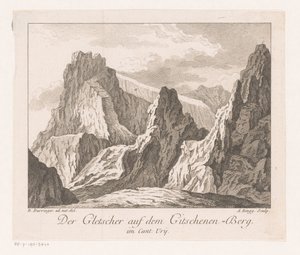 Utsikt över en glaciär i Alperna Der Gletscher auf dem Gitschenen-Berg (titel på objekt)