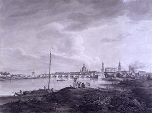 Utsikt över Dresden, ca 1788 (bläck & tvätt över grafit på papper)