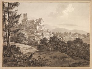 Utsikt över slottet Gnandstein, ca. 1795.