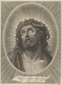 Kristi huvud tittar upp med törnekrona, i en oval ram, efter Reni, ca. 1..., ca. 1653-67. av Adrian van Melar