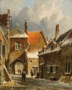 A Winter Street Scene, 1800-talet