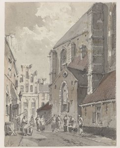 Utsikt i Amersfoort, på den högra delen av St. Joriskerk av Adrianus Eversen