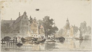 Stadsbild med kanal