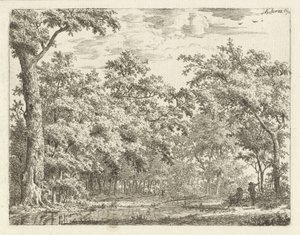 Två figurer vid vattnet i skogen av Adrianus Serné
