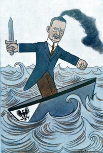 Tecknad av Wilhelm Cuno (1876-1933) tysk politiker med ansvar för sjöfartsfrågor. Teckning av Adrien Barrere (1877-1931) från Fantasio av Adrien Barrere