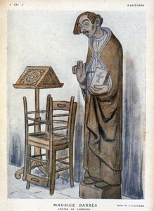Maurice Barrès och aposteln av Lorraine - karikatyr av Adrien Barrere (1877-1931) i "" Fantasio"" av Adrien Barrere