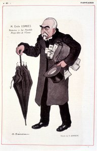Porträtt av Emile Combes, fransk politiker (1835-1921), reaktor vid La Nouvelle Presse libre de Vienne - Illustration av Adrien Barrere (1877-1931) In Fantasio 1907-03-01 av Adrien Barrere