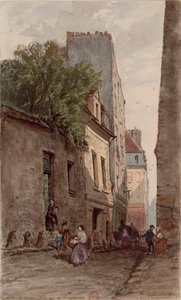 Diakonens hus François de Pâris (1690-1727), Paris, rue des Bourguignons (numera boulevard de Port-Royal). Teckning av Adrien Dauzats (1804-1868)