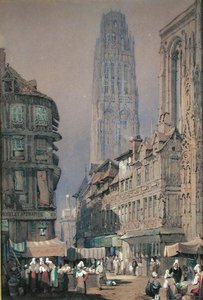 Marknaden vid Tour de Beurre, Rouen (wc på papper)