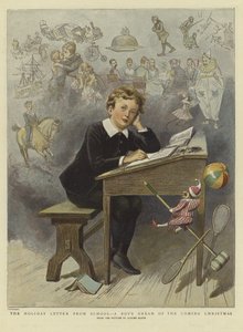 Semesterbrevet från skolan (färg litho) av Adrien Emmanuel (after) Marie