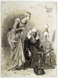 Törnrosa - i "Les Contes de Fées"" av Charles Perrault, illustrationer av Adrien Marie av Adrien Emmanuel Marie