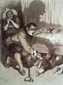 Toddler Thumb - i "" Fairy Tales"" av Charles Perrault, illustrationer av Adrien Marie av Adrien Emmanuel Marie