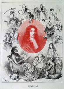 Porträtt av Charles Perrault - i "Les contes de fees"" av Charles Perrault, illustrationer av Adrien Marie av Adrien Emmanuel Marie