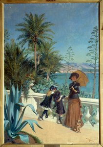 Terrass i Monte Carlo. Målning av Adrien Marie (1848-1891) av Adrien Emmanuel Marie