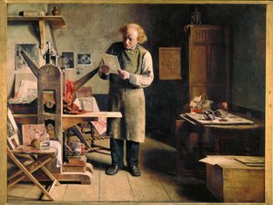 The Printer (målning på duk) av Adrien Ferdinand de Braekeleer