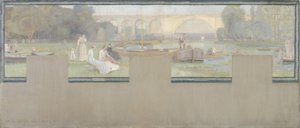 Skiss till stadshuset i Nogent-sur-Marne: Le repos - la navigation, våren 1889 (olja på duk) av Adrien Karbowsky
