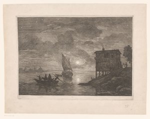 Färja på natten le baco av Adrien Manglard (attributed to)