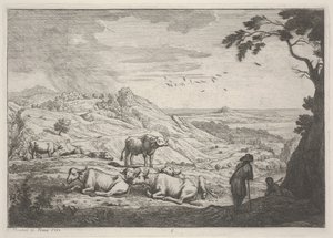 Landskap med kor av Adrien Manglard