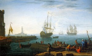 Medelhavet hamn scen