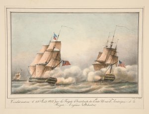 Strid understödd den 23 augusti 1812 av fregatten, USA:s president av Adrien Victor Auger
