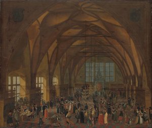 Interiören av Vladislav Hall, Prag av Aegidius Sadeler (II) (copy after)