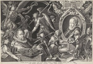 Allegoriskt porträtt av Bartholomeus Spranger och hans hustru Christina Muller av Egidius  Sadeler (II)