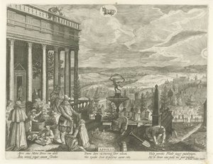 april Aprilis (titel på objekt) De tolv månaderna (serietitel) av Egidius  Sadeler (II)