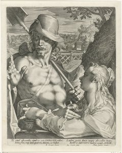 Kristus visar sig som trädgårdsmästare för Maria Magdalena (Noli mi tangere) av Egidius  Sadeler (II)