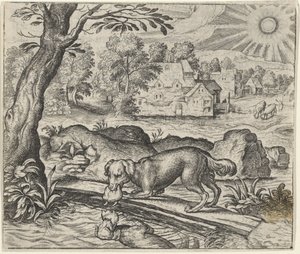 Fabel om hunden och hans reflektion av Egidius  Sadeler (II)
