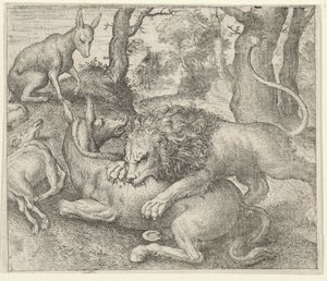 Fabeln om lejonet och räven av Egidius  Sadeler (II)