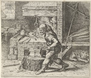 Fabel om smeden och hunden av Egidius  Sadeler (II)