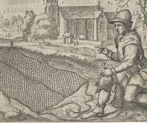 Fabel om fågelfångaren och rapphönan av Egidius  Sadeler (II)