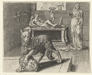 Fabel om vargen och statyn av Egidius  Sadeler (II)
