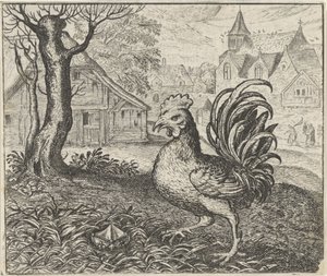 Fabel om hanen och diamanten av Egidius  Sadeler (II)