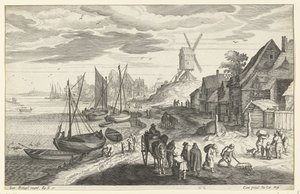 Kustlandskap med väderkvarn av Egidius  Sadeler (II)