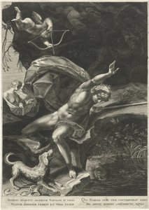 Narcissus vid brunnen Herkules och Cerberus