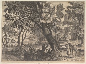 Landskap med Kristus frestad av djävulen.n.d. av Aegidius Sadeler II