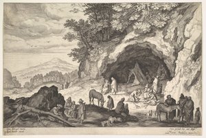Bergigt landskap med en grupp zigenare, 1586-1629. av Aegidius Sadeler II