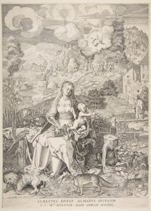 Jungfru och barn i ett landskap, ca. 1597.