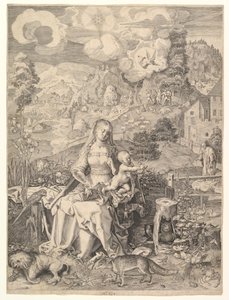 Jungfru och barn i ett landskap, ca. 1597. av Aegidius Sadeler II