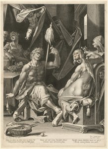 Hercules och Omphale av Aegidius Sadeler II, after Bartholomaeus Spranger