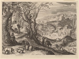 november och december av Aegidius Sadeler II after Paul Bril